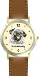 Pug (SC) Dog - WATCHBUDDY&reg; DESIGNER DELUXE TWO-TONE THEME WATCH - Arabic Numbers-SAND & SOIL STYLE - Pale Yellow Dial with Brown Leather Strap-Children's Size-Small ( Boy's Size & Girl's Size )