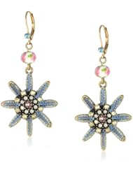 Betsey Johnson "Girlie Grunge" Patina Flower Drop Earrings