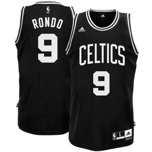 NBA Men's Boston Celtics Rajon Rondo Black-Black-White Swingman Jersey (Black/White, XX-Large)
