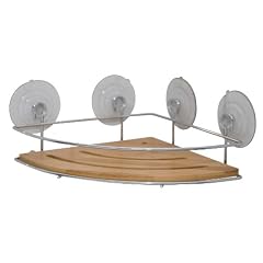 Badablage - Bambus/Chrom - 20 x 20 x 7 cm - Eckregal - Bad Regal - Wandregal - Ablage f�r Duschbad, Shampoo usw.