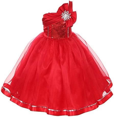 Little Girls Red Sequin Satin Organza Special Occasion Dress 4