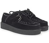 NEW WOMENS LADIES BLACK LACE UP FAUX SUEDE PUNK GOTH HIGH PLATFORM FLAT CREEPER SHOES 3-8