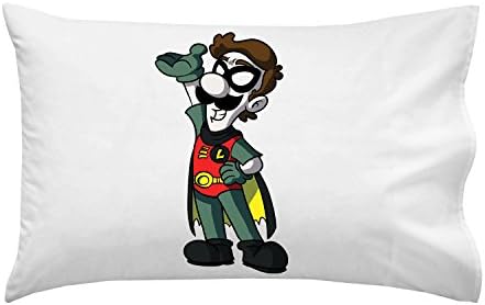Red Bird Sidekick Hero Video Game & Bat Super Hero Parody - Pillow Case Single Pillowcase