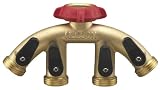 Nelson Brass Four-Outlet Industrial Hose Adapter with Mounting Hardware 50546