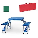 Picnic Table Hunter Green Portable Table With Four Bench Seats Folds Into Carrying Case