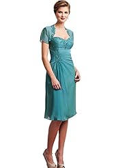 Petite Sweetheart Chiffon Knee Length Mother-of-the-Bride Dress 