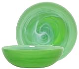 Colorful Art Glass Lime Green Veggie Bowl 9 1/4"D, 2 3/4"H