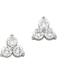 14K White Gold Three-Stone Diamond Earrings - 1.20 Ct. -- LIFETIME WARRANTY