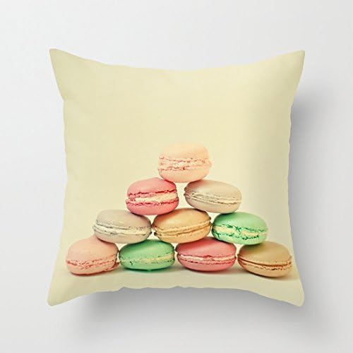 Home Style diylancas Cotton Linen Throw Pillow Cover Cushion Case French Macarons (2) - 45 X 45 cm Square Design