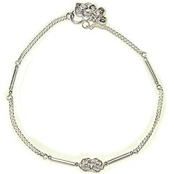 Sterling Silver Anklets Pair Fine Body Jewelry for Women 9.75 inches (sanklt023a)