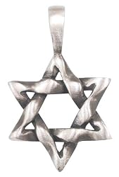 Jewish Star Of David Pewter Pendant Necklace
