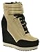 Qupid Westwood-01, Cute Designer Look Lace Velcro Sneaker Wedge - ON SALE