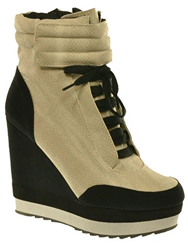 Qupid Westwood-01, Cute Designer Look Lace Velcro Sneaker Wedge - ON SALE