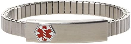 American Medical ID Womens Stainless Steel Expansion Wristband 7" Medical ID Bracelet