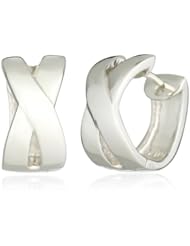 Zina Sterling Silver "Contemporary Collection" X-Snap Hoop Earrings