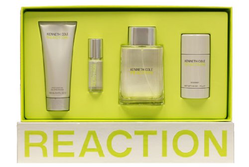 Kenneth Cole Reaction By Kenneth Cole For Men. Gift Set ( Eau De Toilette Spray 3.4 Oz + Aftershave Gel 3.4 Oz + Eau De Toilette Spray 0.5 Oz + Deodorant Stick 2.6 Oz )