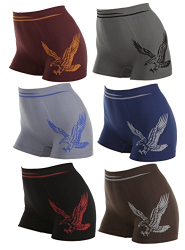Men's Seamless Boxer Brief Stretchable Underwear 6-pcs Set, Assorted Colors