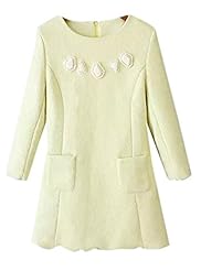 Scoop Neck Long Sleeves Wool Fall Winter Mini Dress 