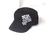 Antique Silver Cross Rhinestone Newsboy Vintage Hat