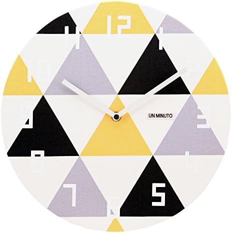 Silent Non-Ticking Wall Clock Unminuto - Textile Northern Europe Triangles (Black, Yellow, Gray)