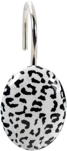 Carnation Home Fashions "Snow Leopard" Animal Instincts Shower Curtain Hooks, Multi Color, Set of 12