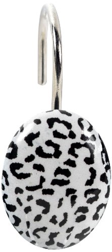 Carnation Home Fashions "Snow Leopard" Animal Instincts Shower Curtain Hooks, Multi Color, Set of 12