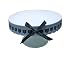 Gracie China 10-Inch Round Porcelain Skirted Cake Stand Plain Round Pedestal White with Black and White Polka Dot Ribbon