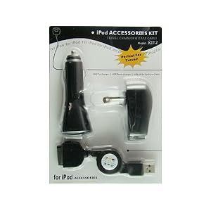 Cuffu Ipod/Iphone 3 in 1 Charger Kit Black, Universal Chargers for Apple ipods, Nano 1, Nano 2, Nano 3, Touch 1, Video , Classic, Iphone (NOT for Touch 2 / Nano 4 / Iphone 3G)