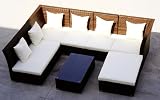 Baidani- Lounge-Rattan-Garnitur “Thunder”, 19-teilig, 2 Farben wählbar – braun-meliert
