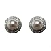 EXP Sterling Silver White Pearl & White Topaz Border Stud Earrings