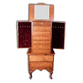Jewelry Armoire-Queen Anne-large,cherry
