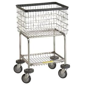  Deluxe Elevated Laundry Cart, basket color: Chrome