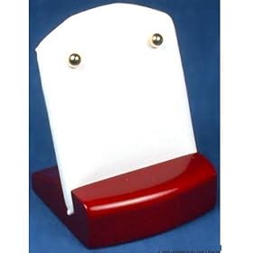 Earring Jewelry Display Pad White w/ Rosewood Showcase
