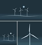 Wind Turbines on Black Background. - 18"H x 17"W - Peel and Stick Wall Decal by Wallmonkeys