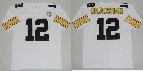 Pittsburgh Steelers 12 Terry Bradshaw Throwback White NFL Jerseys Authentic Football Jersey Size 48-56 (Please Select the Size When You Order, Can Do Drop Shipping)