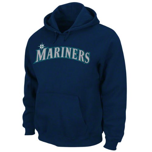 Seattle Mariners Sweatshirt: Navy NX Flock Hooded Fleece Pullover