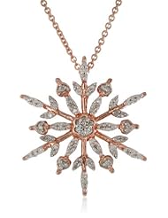 14k Rose Gold-Plated Sterling Silver and Diamond Snowflake Pendant Necklace (0.2 cttw, I-J Color, I2-I3 Clarity), 18"