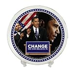 Barack Obama "Change We Can Believe In" Commemorative Plate, 22K Gold Trimmed 8" Ceramice with Historic Election Info Stamped on Back