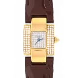 Chaumet Solid 18KGold and Diamond Ladies Watch Carre on Brown Rare Leather Band by Carre