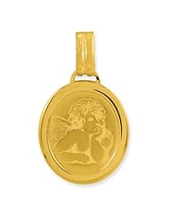 14k Gold Oval Shape Cherub Pendant