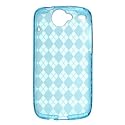 Premium Flexi Crystal Plastic Skin Snap-on Case for Google Nexus One 1 - Blue Diamond Checkers Plaid Print
