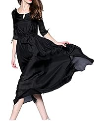 Sexy Elbow Length Sleeves Chiffon Round Neck Gathered Party Dress/Maxi Dress 