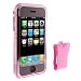 Apple iPhone PDA Accessory Bundle Kit - Transparent Pink Crystal Snap On Cover Case with Belt Clip + Body Screen LCD Protector Film Guard with Bonus Cleaning Cloth By Bargaincell