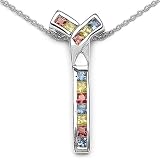 0.75 Carat Genuine Blue, Yellow and Orange Sapphire Sterling Silver Pendant