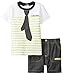 Calvin Klein Baby-Boys Infant White with Lime Stripes Tee and Shorts -Tie