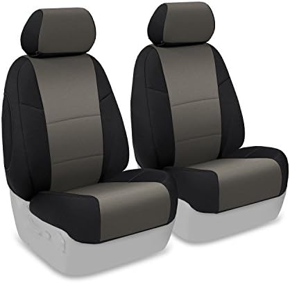Coverking Custom Fit Front 50/50 Bucket Seat Cover for Select Ford Fusion Models - Neosupreme 2-Tone (Charcoal with Black Sides)