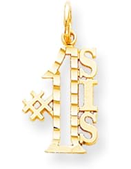 10K Yellow Gold #1 Sis Charm Best Sister Pendant
