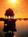 Jain Temple Silhouetted in Fateh Sagar Lake Art Photographic Poster Print by Paolo Cordelli, 12x16