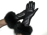 Cashmere Lined Lambskin Leather Long Gloves w/Fox Trim