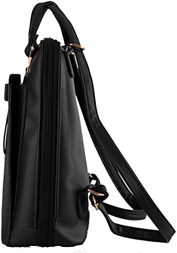 Fisake Mini Cute Leather Purse Backpacks for Women School College Shoulder Bags Black